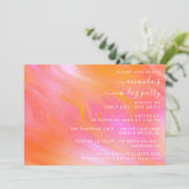 ハウスパーティー パステルピンク アブストラクト パウダー 招待状 (スタンド正面)