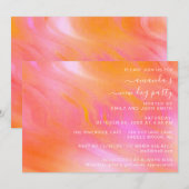 ハウスパーティー パステルピンク アブストラクト パウダー 招待状 (正面/裏面)