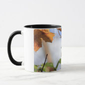 ハウスフィンチの写真で2トーンのマグカップ マグカップ (左)