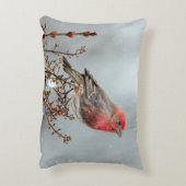 ハウスフィンチin雪 – オリジナル写真 アクセントクッション (裏面(縦))