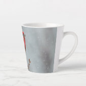 ハウスフィンチin雪 – オリジナル写真 カフェラテマグ (右)