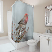 ハウスフィンチin雪 – オリジナル写真 シャワーカーテン (インサイチュ)