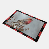 ハウスフィンチin雪 – オリジナル写真 ドアマット (アングル)