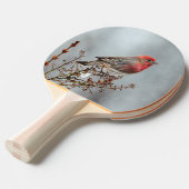 ハウスフィンチin雪 – オリジナル写真 卓球ラケット (正面アングル)