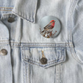 ハウスフィンチin雪 – オリジナル写真 缶バッジ (インサイチュ)