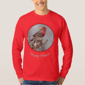 ハウスフィンチin雪 – オリジナル写真 tシャツ (正面)