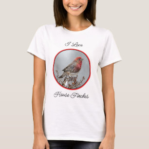 ハウスフィンチin雪 – オリジナル写真 tシャツ