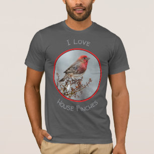 ハウスフィンチin雪 – オリジナル写真 tシャツ