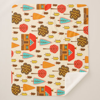 ハウスフォレストヴィンテージシームレスパターン シェルパブランケット