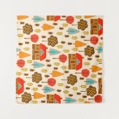 ハウスフォレストヴィンテージシームレスパターン タペストリー (正面(横))