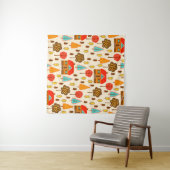 ハウスフォレストヴィンテージシームレスパターン タペストリー (インサイチュ(横))