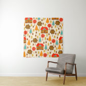 ハウスフォレストヴィンテージシームレスパターン タペストリー (インサイチュ)