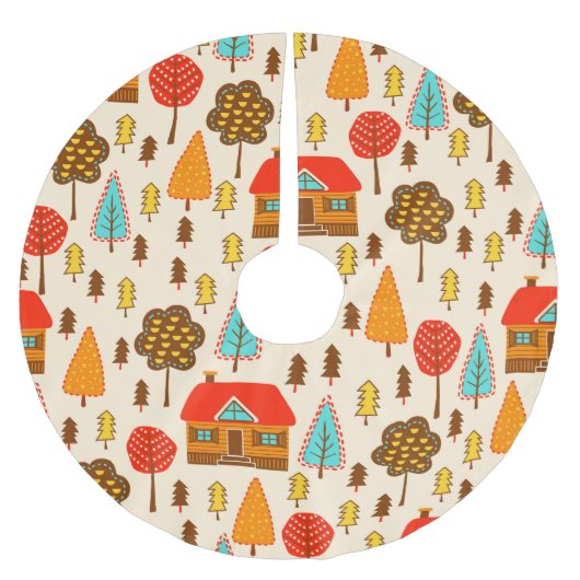 ハウスフォレストヴィンテージシームレスパターン ブラッシュドポリエステルツリースカート (正面)