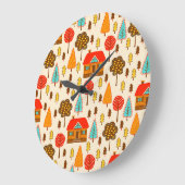 ハウスフォレストヴィンテージシームレスパターン ラージ壁時計 (傾斜)