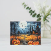 ハウスフル幽霊のよく出るムーンこうもりパンプキンハロウィーン シーズンポストカード (スタンド正面)