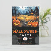 ハウスフル幽霊のよく出るムーンとこうもりブラックハロウィーン 招待状 (スタンド正面)