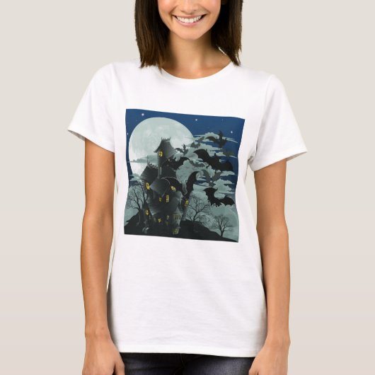 ハウスフル幽霊のよく出るムーンウーメンズウィメンズシャツTシャツ Tシャツ (正面)