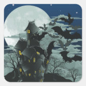 ハウスフル幽霊のよく出るムーンステッカー スクエアシール (正面)