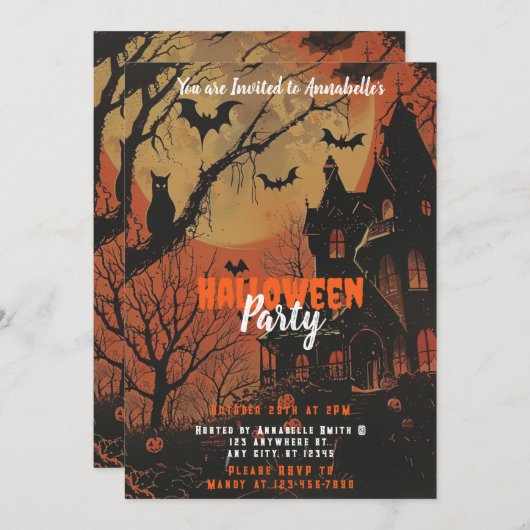ハウスフル幽霊のよく出るムーンパンプキンスハローウィンパーティ 招待状 (正面/裏面)