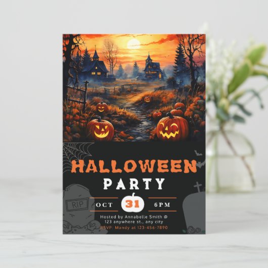 ハウスフル幽霊のよく出るムーンパンプキンズブラックハロウィーン 招待状 (スタンド正面)