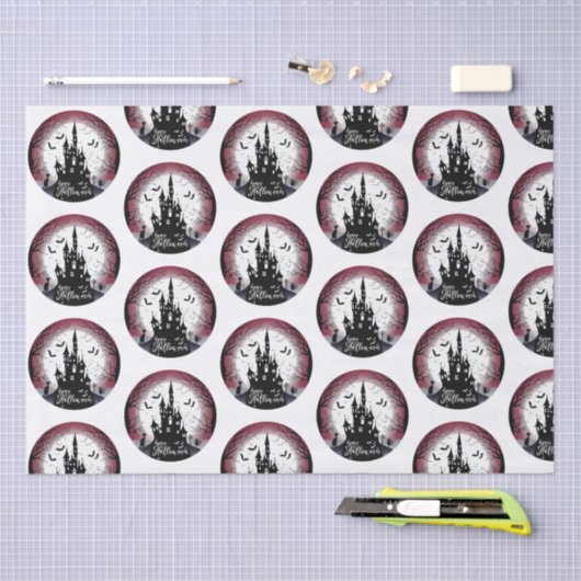 ハウスフ幽霊のよく出るルムーンこうもりハッピーハローウィン 薄葉紙 (クラフト)