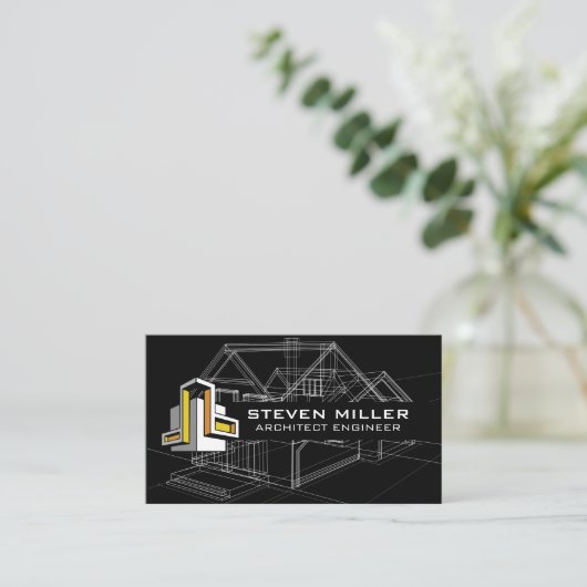 ハウスブループリント回路図 |アーキテクトロゴ 名刺 (スタンド正面)