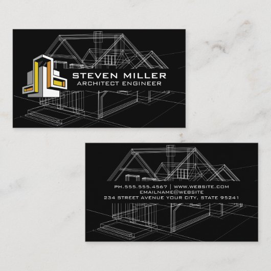 ハウスブループリント回路図 |アーキテクトロゴ 名刺 (正面/裏面)