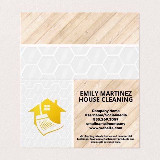 ハウスブルームロゴ |木材とタイルの床 名刺 (外部フラット)