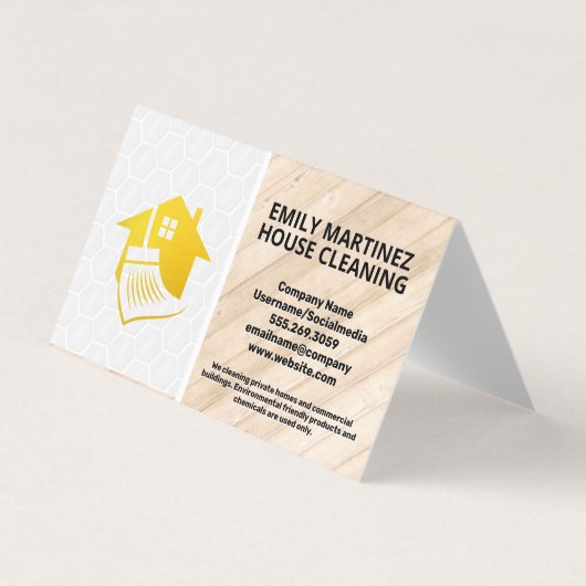 ハウスブルームロゴ |木材とタイルの床 名刺 (正面)