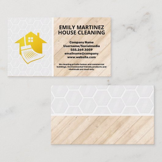 ハウスブルームロゴ |木材とタイルの床 名刺 (正面/裏面)