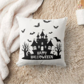 ハウスブ幽霊のよく出るラック&ホワイトハッピーハローウィン クッション (ブランケット)