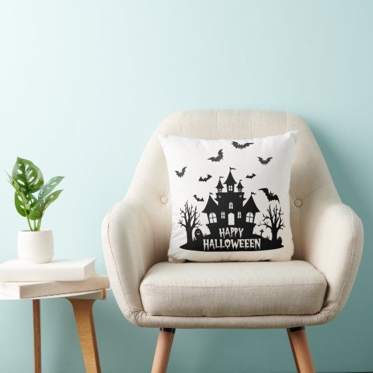 ハウスブ幽霊のよく出るラック&ホワイトハッピーハローウィン クッション (椅子)