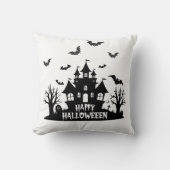 ハウスブ幽霊のよく出るラック&ホワイトハッピーハローウィン クッション (正面)