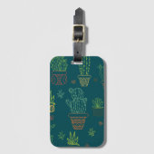 ハウスプラントカクティーイラストレーションボホサボス ラゲッジタグ (正面縦)