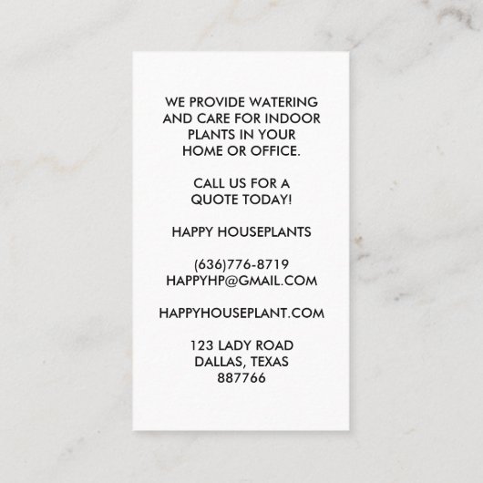 ハウスプラントカラテア祈りの言葉植物園芸 名刺 (裏面)