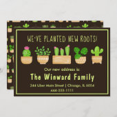 ハウスプラントサボサボダーク茶色の新しいホームアナウンセーム 案内状 (正面/裏面)