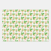 ハウスプラントサボテンのホワイトラッピング紙シート ラッピングペーパーシート (正面3)