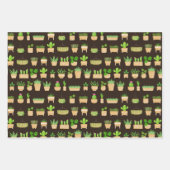 ハウスプラントサボテンonダークブラウン包装紙S ラッピングペーパーシート (正面2)