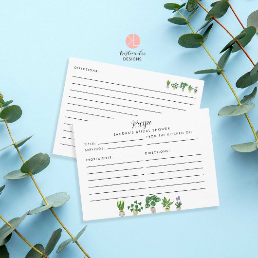 ハウスプラントブライダルシャワーレシピカード エンクロージャーカード