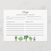 ハウスプラントブライダルシャワーレシピカード エンクロージャーカード (正面)