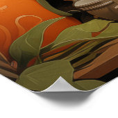 ハウスプラント付き黒猫 ポスター (角)