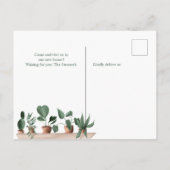 ハウスプラント水の色の棚の新しい住宅移動 案内ポストカード (裏面)