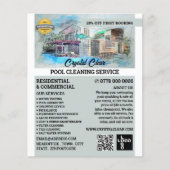 ハウスプールスケッチ、スイミングプールクリーニング チラシ (正面)