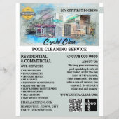 ハウスプールスケッチ、スイミングプールクリーニング チラシ (正面)