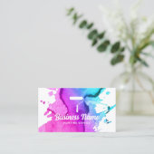 ハウスペインタウォーター絵画カラーのサービス 名刺 (スタンド正面)