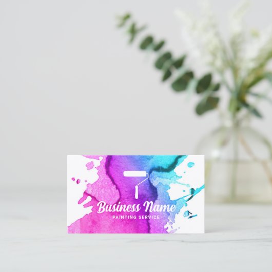 ハウスペインタウォーター絵画カラーのサービス 名刺 (スタンド正面)