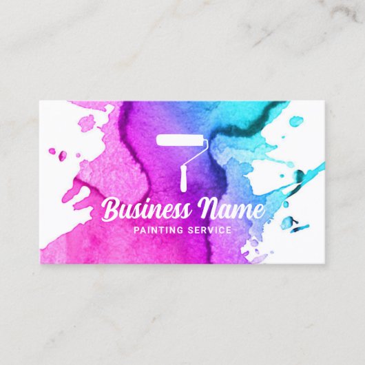 ハウスペインタウォーター絵画カラーのサービス 名刺 (正面)