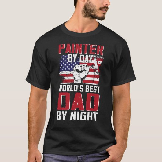 ハウスペインタデコレーターパパアメリカ国旗の画家 Tシャツ (正面)