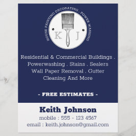 ハウスペインターのパワー洗浄請負業者ダークブルー チラシ