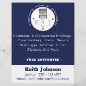 ハウスペインターのパワー洗浄請負業者ダークブルー チラシ (裏面)